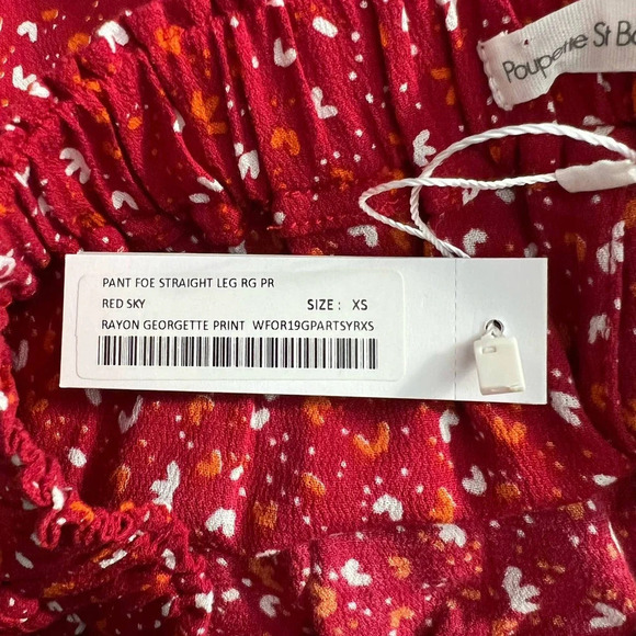 Poupette St Barth Red Sky Rayon Georgette Foe Printed Pants Size US XS - Picture 11 of 12